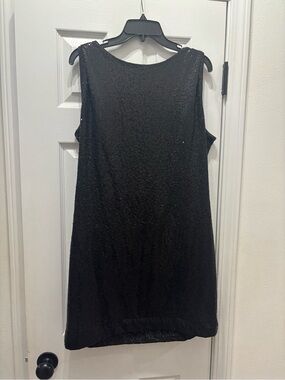 Black Sleeveless Sequin Shift Dress